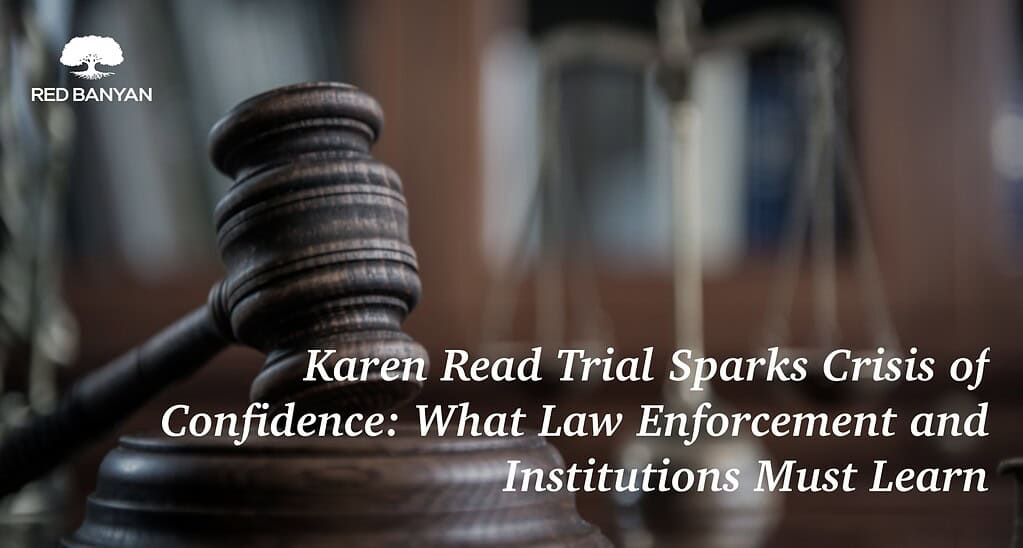 Photo of law and justice mallet with white text overlaying it